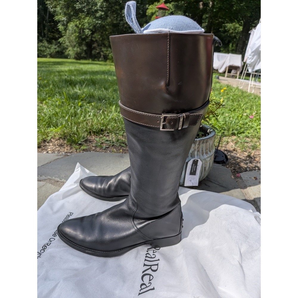 Tods Leather Knee High Classic Black Brown Comfort Boots Tod's Size 39 Elevated